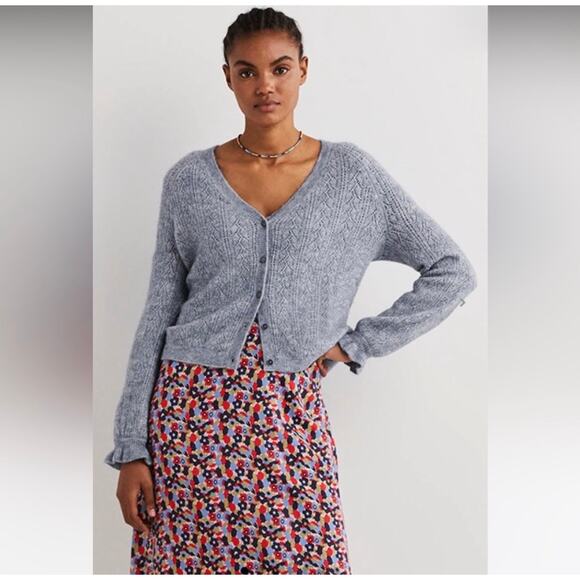 Boden Sweaters - BODEN Pointelle Long Sleeve Cardigan Sweater Blue, Size 8